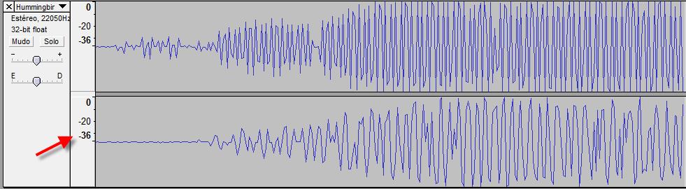 Menu de Faixa continuação Waveform (db) semelhante ao modo de visualização do