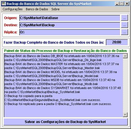 É importante que o computador esteja ligado e sem utilização do sistema no momento do backup.