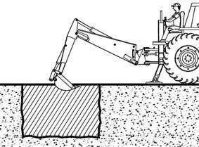 VI. VII. VIII. Posicionar a máquina durante a escavação dispondo sempre das patolas de forma à proporcionar estabilização segura evitando tombamento (fig.