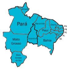 Grosso*, Mato Grosso do Sul*, Minas Gerais, Paraná, Rio de Janeiro, Rio Grande do Sul, Santa Catarina e São Paulo.