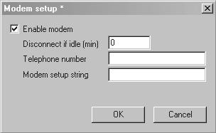 Funções de rede e comunicação Comunicação através de rede 9 Modem Os parâmetros da opção [Modem] têm de ser configurados se for estabelecida uma ligação por modem.