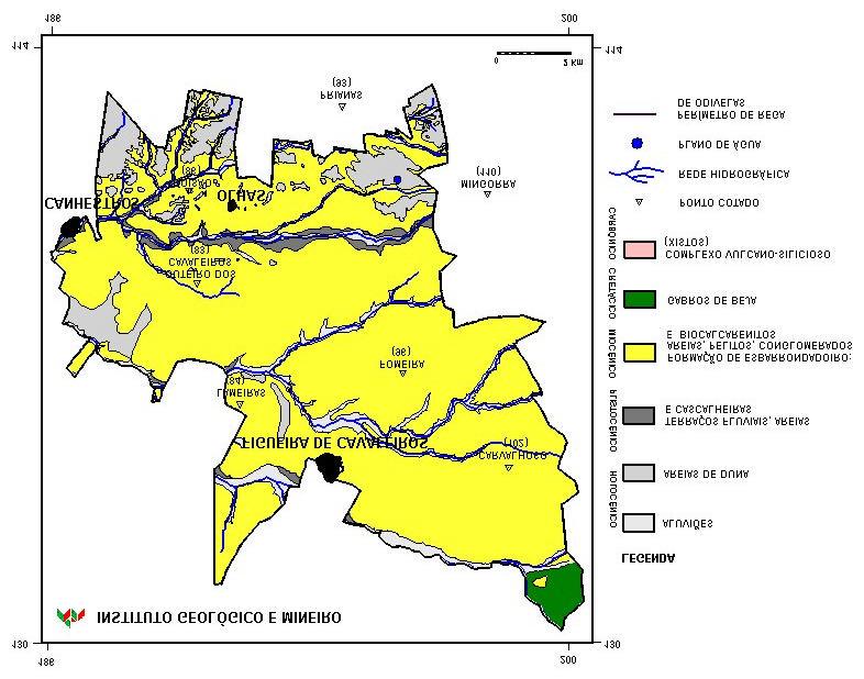 A maioria da área definida pelo perímetro de rega corresponde às formações detríticas do Vale do Sado, com excepção de um pequeno sector a norte onde predominam terrenos argilosos resultantes da