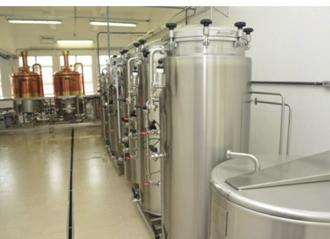 Um tanque fermentador aberto para cervejas de alta fermentação com capacidade de 250l e controle programável.