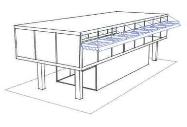 Exemplos de Aplicações SOMBREAMENTO BRISE HORIZONTAL Brise horizontal apoiado em estrutura leve. Fonte: www.arcstructures.