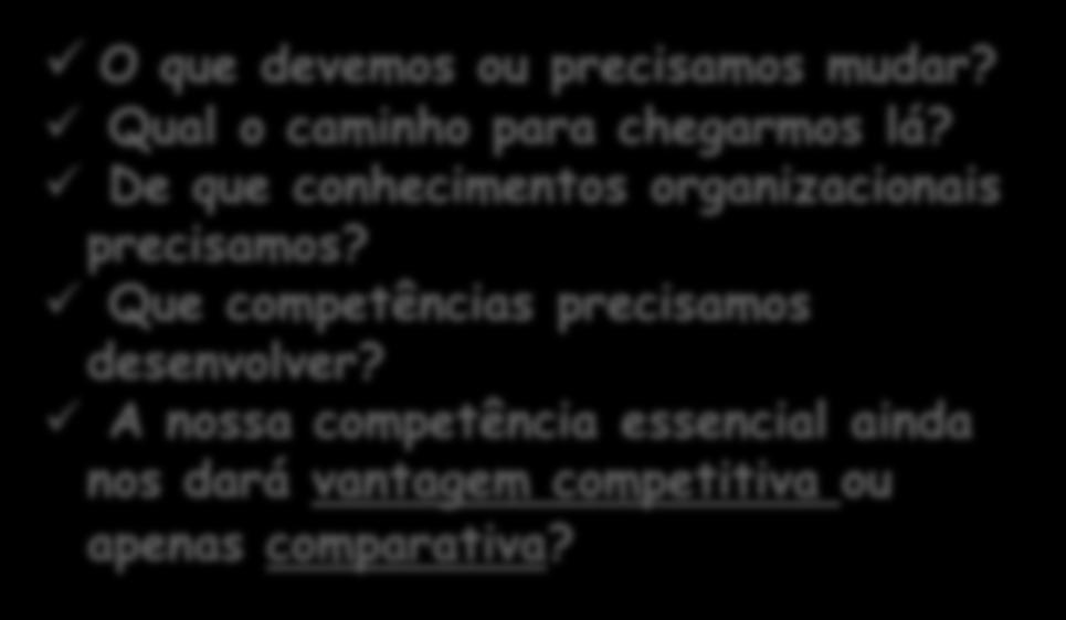 O que a empresa deve saber? O que devemos ou precisamos mudar?