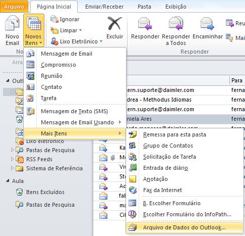 Criar uma pasta particular no Outlook Uma pasta particular armazena informações usadas no Outlook, desde e-mails até compromissos de calendário, tarefas, anotações e
