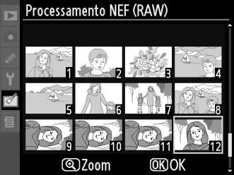 Processamento NEF (RAW) Botão G menu de retoque N Criar cópias JPEG de fotografias NEF (RAW) 1 Seleccionar Processamento NEF (RAW).