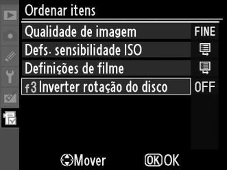 seleccionado de O meu menu. Reordenar opções em O meu menu 1 Seleccionar Ordenar itens.