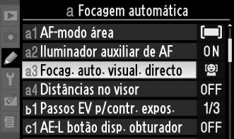 2 Seleccionar um modo de focagem automática. Prima o botão P e use o multisselector para realçar o modo de focagem automática actual no monitor.