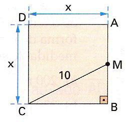 Aplique o teorema de Pitágoras para determinar a media x do lado do quadrado destacado na figura.