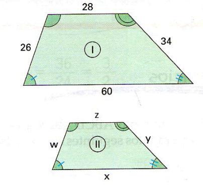 Os pentágonos ABCDE e A B C D E seguintes são semelhantes. O lado CD corresponde C D e o lado AB corresponde ao lado A B.