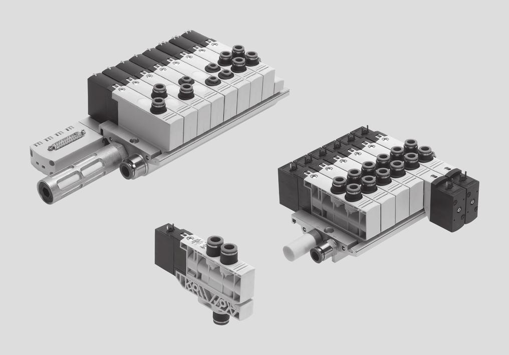 Série VB Características Inovador Flexível Confiável Montagem simples Terminal de válvulas para diversas aplicações pneumáticas; Válvulas individuais e manifolds com conexão elétrica individual ou