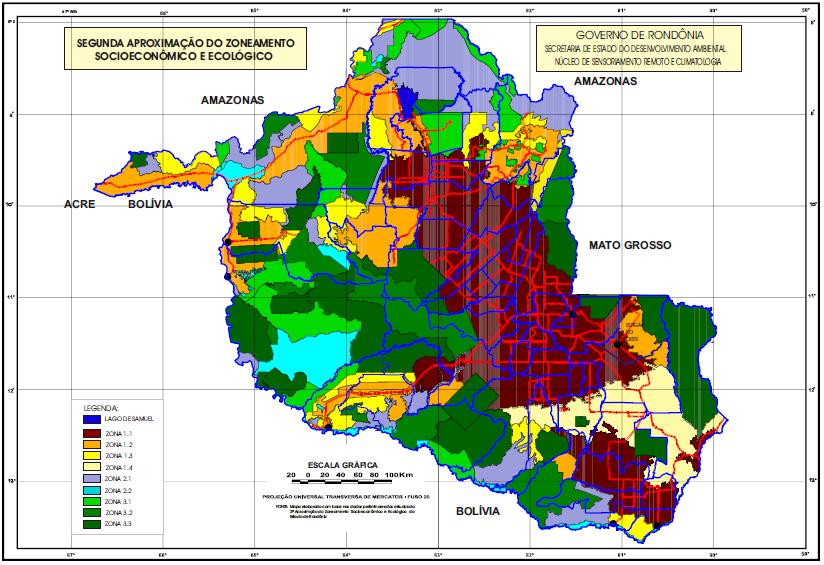 Figura 01: Zoneamento Sócio-Econômico e Ecológico de Rondônia Fonte: Atlas Geoambiental de Rondônia, 2002.