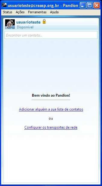 Utilização Adicionando Usuários A interface inicial do Pandion é simples e intuitiva.