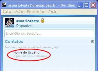 do Pandion. 4) Os usuários adicionados aparecerão na interface do programa.