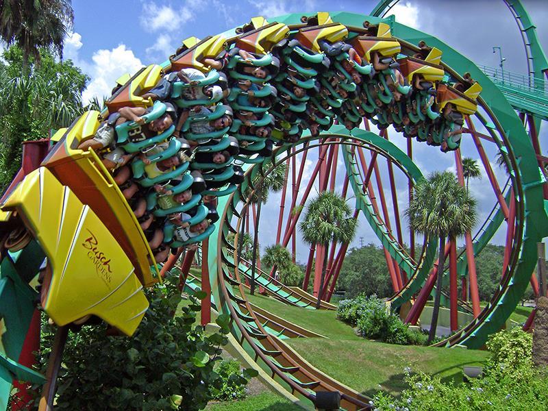 BUSCH GARDENS O Busch Gardens é um dos parques mais radicais da Flórida. Está localizado em Tampa, mas a maior parte de seus visitantes vem de Orlando, para curtir todas as suas emoções.