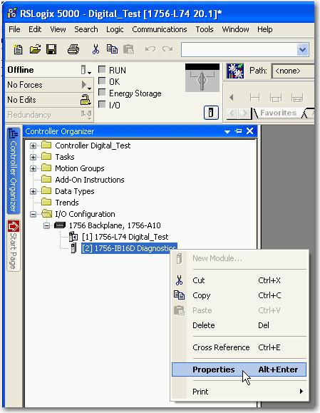 Capítulo 7 Configuração de módulos de E/S digital do ControlLogix Edição da configuração Depois de adicionar um módulo à configuração de E/S no software RSLogix 5000, você pode revisar e editar a