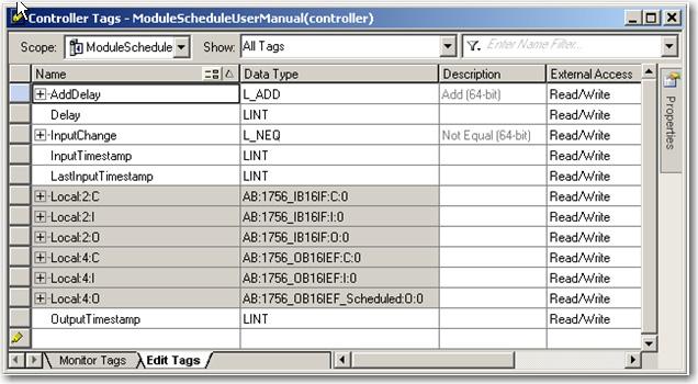 Apêndice C Uso da lógica ladder para realizar serviços de tempo de execução e de reconfiguração Assim que a mudança de estado for detectada, o valor no tag Atraso é adicionado ao registro de data e