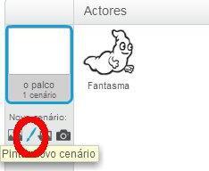 Desenhar um percurso Vamos agora desenhar o labirinto. Para tal, escolhemos o palco e clicamos no botão pintar novo cenário (fig. 16). Figura 13.