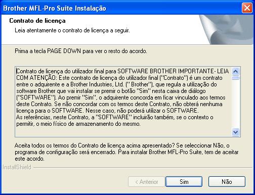 Fase 2 Windows 98/98SE/Me/2000 Professional/XP D Quando surgir a janela da Licença do Software Brother,