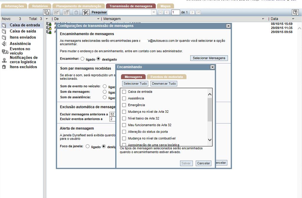 Pedido de assistência enviado pelo motorista Na eventualidade de um motorista necessitar assistência ou ajuda imediata, poderá enviar um pedido de assistência através Display do veículo (desde que o