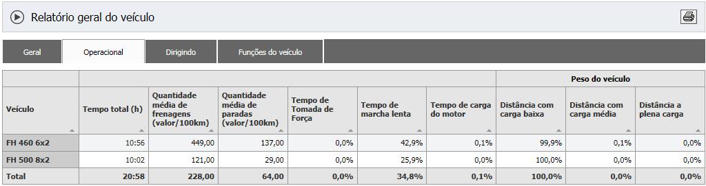 Média de combustível: Média de quantos quilômetros o veículo roda com um litro de combustível (km/l), durante o período de tempo e para o(s) veículo(s) selecionado(s).