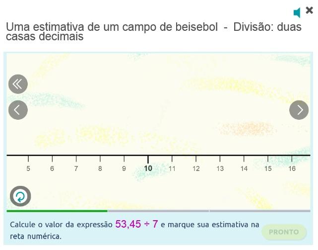 3 P ro f e sso r aprese nt a o jo go de M at e mát i c a 12 Usando o modo de apresentação, no projetor, apresente o episódio da Matific Um a e s t im a t iv a de um c a m po de be is e bo l - Div is