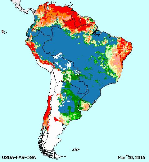 América do Sul Umidade do solo