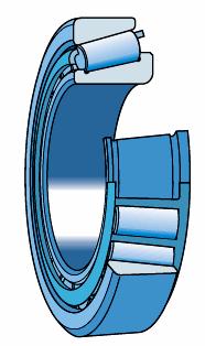 Rolamento de Rolos Cônicos Os rolamentos de rolos cônicos apresentam rolos cônicos, anel interior e anel exterior também cônicos.