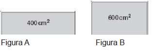 3. (Unifesp-2004) As figuras A e B representam dois retângulos de perímetros iguais a 100cm, porém de áreas diferentes, iguais a 400 cm 2 e 600 cm 2, respectivamente.