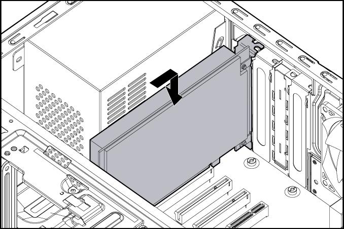 8. Instale a placa de expansão. Verifique se a placa está firmemente posicionada no slot. 9. Conecte todos os cabos internos necessários à placa de expansão.