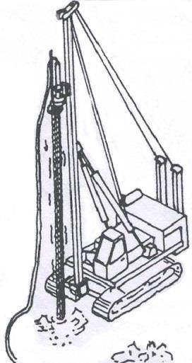 1- Furação com trado contínuo 2- Betonagem pelo interior do trado, quando atingida a cota pretendida 3- Retirada do trado, à medida que se procede à betonagem 4-