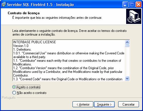 Passo 3 Continuando o processo de instalação será exibido o contrato de licença, leia-o e ao concordar com