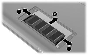 8. Levante a tampa do compartimento de módulos de memória (2) e afaste-a do computador. 9. Remover o módulo de memória existente: a.