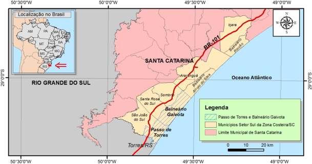 50 Figura 1 - Localização dos municípios de Passo de Torres e Balneário Gaivota. Fonte: Limites Municipais: IBGE, 2014a. (COHENCA, 2016).