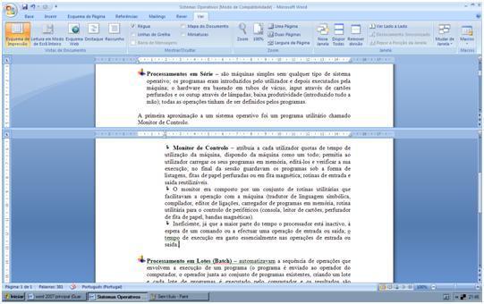 I N I C I A R O W O R D 2 0 0 7 c o m u m ú n i c o d o c u m e n t o Para obter a visualização de um documento em duas janelas, realizar os seguintes passos: 1. Clicar no separador Ver; 2.