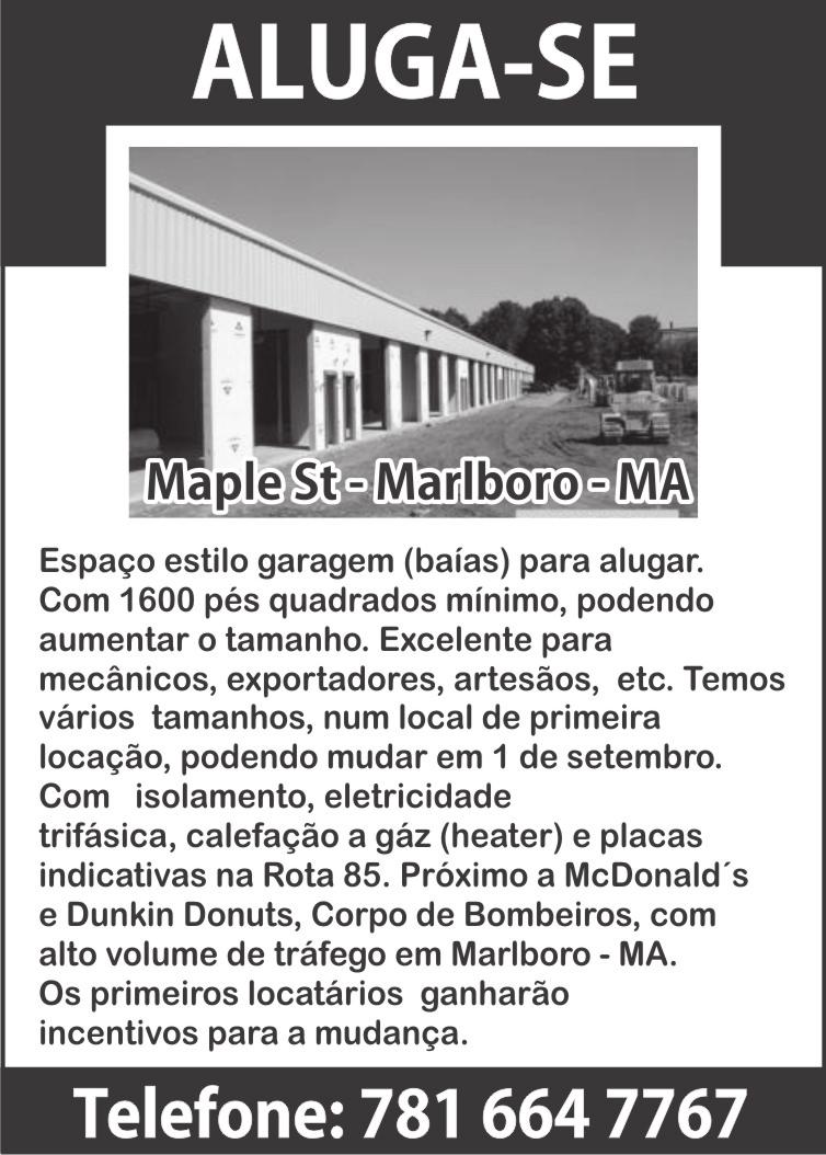 #E Medford Aluga-se ótimos apartamentos de três quartos em Medford e Somerville. Valor $1,500.00. Tratar com Elias (617) 293-0096. #C East Boston Ambiente tranquilo, perto da estação, de aeroporto.