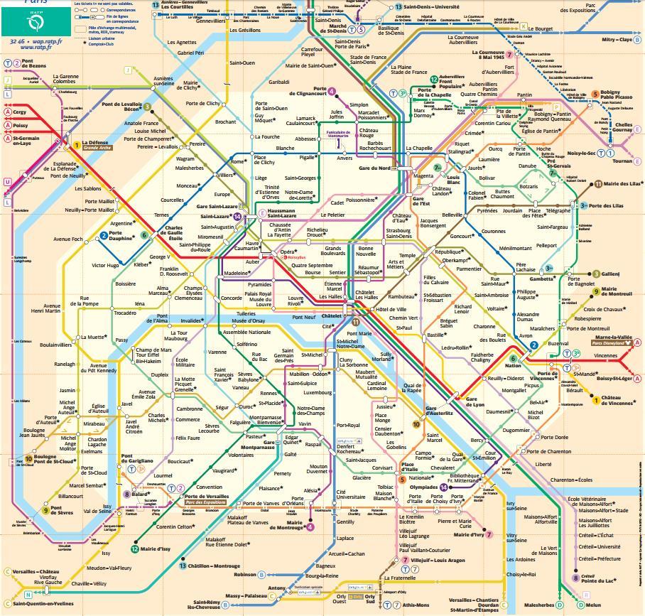 Metrô Paris Início das operações 1900 Dados da rede Fluxo 213 km de extensão 16 linhas 300 estações Cerca de 4,50 mi.