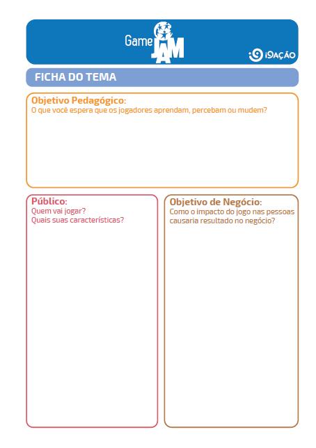 10 30 20 30 15 Tema Brainstorm Protótipo Playtest Degustação Nesta etapa cada grupo deve se conhecer, dialogar e preencher junto a Ficha