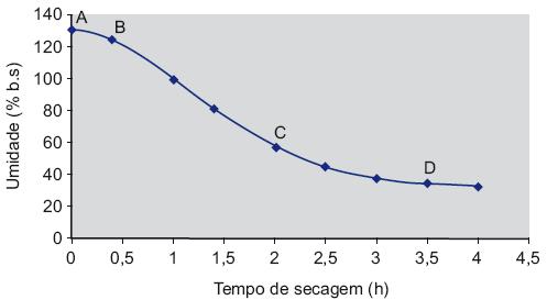 A cinética de secagem é controlada pelas características da matriz do alimento e pelas variáveis temperatura, velocidade e umidade relativa do ar.