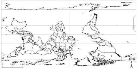 Cartografia 1. (UFRGS) Instrução: responder à questão de acordo com o mapa abaixo. A análise do mapa permite concluir que a área representada localiza-se: A.