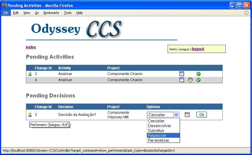 Vale ressaltar que a ferramenta Odyssey-CCS está integrada com a ferramenta Odyssey-VCS [9], permitindo que todas as versões dos artefatos afetados pela modificação sejam automaticamente associadas à