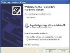 Instalação do Software e do Driver Instalação do Software e do Driver Etapa 1: O sistema operacional avisará que há um novo hardware: Novo Dispositivo de Hardware foi encontrado.