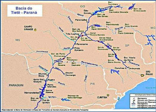 Silva 80%dospivôs SP,MG,GO,BA Bacia hidrográfica do Tietê - Paraná Principais culturas irrigadas por pivô central: milho (24,0% da área total), cana-de-açúcar (21,3%), feijão