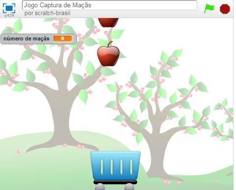 AULA 23: JOGO CAPTURA DE MAÇÃS Objetivos: - Criar um jogo usando as setas do teclado (direita e esquerda) para capturar o maior número de maçãs que conseguir; - Programar o jogo usando operadores,