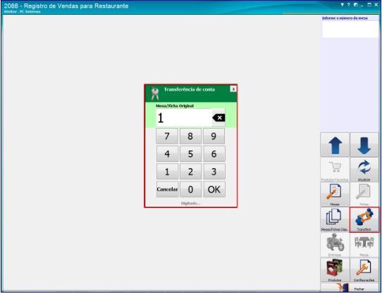 5. Transferir Contas de uma Mesa pra Outra Para realizar a transferência de