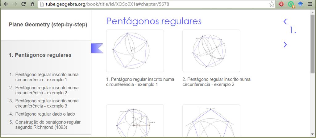 Figura 6: exemplo de interface de um GeoGebraBook O GeoGebraBook permite a incorporação de textos, vídeos, ou outros recursos da web.