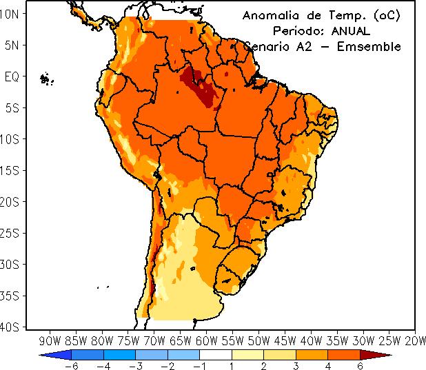 A2 A2 Anomalias da temperatura anual [(2071-2100)- (1961-90)]
