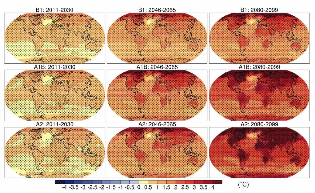 Projeções aumento na temperatura do ar ate