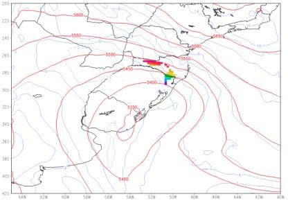 3.2- Avaliação do método objetivo de previsão de neve As Figuras 7 mostram a previsão do modelo ETA para 48h, 72h e 96h, referente à 00Z do dia 27/06.